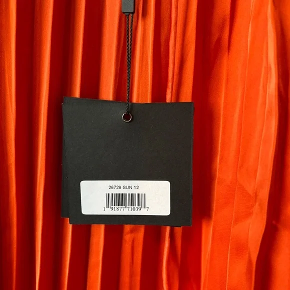 NWT Mac Duggal 26729 [12] Pleated Ruffled Cap Sleeve Cut Out Lace Up Gown Orange - Picture 12 of 12